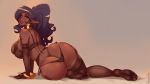 1girl 1girl ass big_ass big_breasts big_breasts bra breasts cleavage dark-skinned_female dark_elf dark_skin elf female_only huge_ass lingerie live_for_the_funk looking_at_viewer looking_back panties stockings vanessa_(live_for_the_funk)