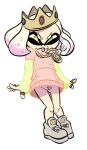 1girl 2018 beauty_mark bottomless cephalopod chains clothed clothing crown digital_media_(artwork) hair hoodie inkling light_skin marine nintendo pearl_(splatoon) pink_hair pubes pussy ring shoes simple_background smile splatoon splatoon_2 squid standing teasing teeth tentacle tentacle_hair terrible_the_drawfag thumb_ring tongue tongue_out video_games white_background yellow_eyes