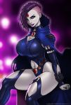  1girl big_breasts cerberuslives cleavage dc_comics female_only grail_(dc) raven_(dc) shaved_side side_shave teen_titans wilko 