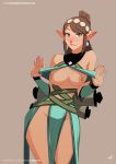 1girl 1girl areola biting breasts female_only high_resolution lip_biting looking_at_viewer nipples paladins potential_duplicate presenting simple_background sinner sinner!_(sillygirl) ying_(paladins)