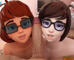 1boy 2_girls 3d big_penis blizzard_entertainment blurry_background brown_eyes brown_hair bwc chinese crossover depth_of_field detailed_background duo_focus erection eye_contact eyewear female_focus ffm_threesome first_person_view genitals glasses hanna-barbera indoors light-skinned_female light-skinned_male light_skin looking_at_viewer male_pov matching_hair/eyes mei-ling_zhou mei_(overwatch) multiple_girls overwatch pale-skinned_female pale_skin penis pov pov_eye_contact scooby-doo short_hair smile smiling_at_viewer smitty34 threesome velma_dinkley