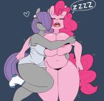 <3 2015 2girls anthro anthrofied areola belly big_breasts breasts closed_eyes clothed clothing cuddling duo earth_pony equine friendship_is_magic fur furry grey_background grey_body hair high_res horse huge_breasts hugging legwear long_hair mammal maud_pie my_little_pony navel nude pink_body pink_hair pinkie_pie pony purple_hair sibling simple_background sisters sleeping slightly_chubby socks somescrub thick_thighs thong voluptuous wide_hips yuri