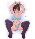 blizzard_entertainment cubedcoconut looking_at_viewer mei-ling_zhou mei_(overwatch) on_bed overwatch spread_legs stockings