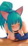  cat_ears closed_eyes fellatio king_of_fighters leona_heidern nude oral snk snk_heroines:_tag_team_frenzy 