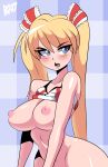 1girl akizuki_airi big_breasts bigdead93 bigdeadalive blonde_hair blue_eyes cute hot long_hair nipples oni_chichi sexy