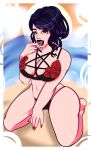 asmolteabear beach big_breasts bikini breasts goth green_eyes it'sblackfriday middle_finger pentagram swimsuit tattoo tongue tongue_out tongue_piercing youtube youtuber