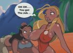 2girls dark-skinned_female dark_skin disney female female_only lifeguard_(lilo_and_stitch) lilo_and_stitch nani_pelekai yuri