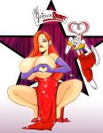 biting_lip gloves huge_breasts jessica_rabbit roger_rabbit squatting thighs who_framed_roger_rabbit