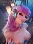 1girl 1girl 1girl 3d areola big_breasts blender_(software) breasts d.va_(overwatch) female_only forceballfx high_resolution looking_at_viewer nipples overwatch pink_hair very_high_resolution