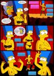 belle_(the_simpsons) blue_hair breasts comic marge_simpson milf nipples panties stockings striptease the_simpsons wvs