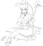  big_breasts bunny_ears bunny_tail bunnysuit collar gravity_falls high_heels leash looking_at_viewer monochrome pacifica_northwest wrist_cuffs zapotecdarkstar zapotecdarkstar_(artist) 