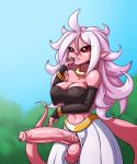 1futa android android_21 big_breasts big_penis big_testicles breasts cleavage dragon_ball dragon_ball_fighterz dragon_ball_super dragon_ball_z female futanari majin majin_android_21 penis solo testicles