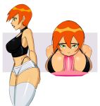 1girl 1girl ben_10 big_breasts cartoon_network clothed_female fellatio female_focus female_only future_gwen gwen_tennyson mature mature_female