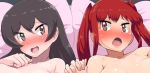  2_girls black_hair boris_(noborhys) breasts fire_emblem grey_eyes holding_hands multiple_girls nintendo nude preview red_hair 