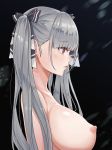 1girl 1girl 1girl azur_lane bangs big_breasts blush breasts eyebrows_visible_through_hair formidable_(azur_lane) grey_hair hank_(gogaek) high_resolution in_profile long_hair looking_afar nipples nude red_eyes ribbon tied_hair twin_tails two-tone_ribbon upper_body very_high_resolution very_long_hair