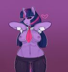 <3 1girl 1girl 2016 anthro anthrofied areola breasts clothed clothing clothing_lift equine flashing friendship_is_magic furry hair high_res horn long_hair looking_at_viewer mammal multicolored_hair my_little_pony navel neck_tie nipples pants shirt shirt_lift somescrub standing twilight_sparkle_(mlp) unicorn wide_hips