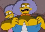 2_girls big_breasts big_breasts blue_hair milf patty_bouvier selma_bouvier sexy_breasts taller_girl the_simpsons yellow_skin