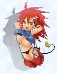  arekishi beastmaster_(disgaea) bikini blush breasts cleavage disgaea huge_breasts kakuretenai pointy_ears red_hair swimsuit tail yellow_eyes 