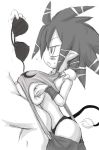  beastmaster_(disgaea) big_hair clothed_paizuri cum_between_breasts disgaea engulfing_paizuri huge_breasts kakuretenai monochrome paizuri paizuri_lead_by_female paizuri_under_clothes white_background 