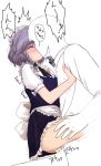  1girl clothed_sex cowgirl_position girl_on_top izayoi_sakuya kiss kissing maid rp_(necho) sakuya_izayoi sex straddling sweat text touhou uncensored vaginal 