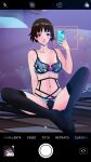  bed bedroom big_breasts bra breasts cellphone cellphone_camera cypher_ink lingerie makoto_niijima megami_tensei panties persona persona_5 selfpic stockings 