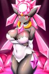  ai_generated big_breasts blush creatures_(company) crystal_hair dark-skinned_female diancie female_focus game_freak looking_at_viewer nintendo pink_eyes pok&eacute;mon_(species) pokemon pokemon_(game) pokemon_(species) yo_dayo_(ai) 