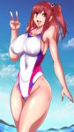  1girl alluring big_breasts breasts byakkun_(byakkun8181) competition_swimsuit dead_or_alive dead_or_alive_6 dead_or_alive_xtreme dead_or_alive_xtreme_2 dead_or_alive_xtreme_3 dead_or_alive_xtreme_3_fortune dead_or_alive_xtreme_beach_volleyball dead_or_alive_xtreme_venus_vacation honoka_(doa) ocean one-piece_swimsuit pink_hair swimsuit tecmo 