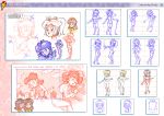  1girl 2_girls breasts character_sheet crown earrings female_focus female_only golf_club hair hand_on_hip high_res measurements model_sheet nintendo nipples panties ponytail pose posing princess_daisy princess_peach royalty sakusakupanic sketch spanish_text speech_bubble super_mario_bros. turnaround 