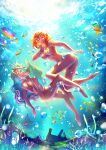  2girls ass big_ass big_breasts blue_hair breasts bubble_butt cherryinthesun dat_ass fish long_hair nami nefertari_vivi nipples nude nude_female ocean one_piece orange_hair royalty sea skinny_dipping swimming underwater voluptuous water 