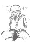  animated_skeleton artist_request black_and_white blush disembodied_hand drooling formal_clothes formal_wear groping hand legs_apart looking_down moaning monochrome monster sans sans_(undertale) sitting skeleton solo_focus sweat text touching_crotch unbuckled_belt undead undertale undertale_(series) unzipped unzipped_pants 