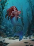 blue_eyes boobdollz breast_expansion disney gigantic_breasts mermaid princess_ariel red_hair the_little_mermaid