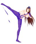 1girl absurd_res big_breasts breasts brown_hair capcom do_konjouuo high_kick high_res juli_(street_fighter) kick kicking long_hair namco street_fighter tekken tekken_tag_tournament tekken_tag_tournament_2 unknown_(tekken)