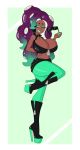 1girl big_breasts bimbofication breasts cleavage dark_skin female_only full_body huge_breasts marina_(splatoon) octoling platform_heels sealguy solo_female splatoon