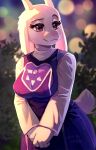  1girl 2020s 2022 2d 2d_(artwork) anthro anthro_only big_breasts bokeh boss_monster breast_grab breasts caprine delta_rune_(emblem) digital_media_(artwork) female female_anthro female_only floppy_ears furry furry_female furry_only goat goat_ears goat_horns hands_together horns monster monster_girl no_humans skeleion solo solo_anthro solo_female solo_focus toriel undertale undertale_(series) video_game_character video_games 