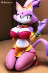 1girl ai_generated amber_eyes anthro belly_dancer belly_inflation big_breasts blaze_the_cat breasts cat cat_ears cat_tail cleavage domestic_cat feline felis furry harem_girl harem_outfit huge_breasts kneel loincloth mammal mobians.ai navel purple_fur royalty sega sonic_the_hedgehog_(series) white_fur