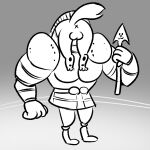  1:1 1:1_aspect_ratio 1boy anus armor ass backsack balls black_and_white canine greater_dog male male_only mammal melee_weapon monochrome nishi_(artist) paws polearm simple_background sketch solo_male spear tail testicles undertale undertale_(series) unseen_male_face weapon 