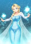  big_breasts breasts disney elsa female frozen_(movie) haryudanto ice magic mind_control smile solo 