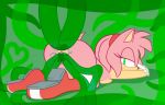 <3 1girl all_fours ambiguous_fluids amy_rose anal_penetration ass ass_up boots breasts consentacles double_anal eyelashes gloves green_eyes hairband half-closed_eyes hedgehog looking_pleasured mostly_nude multiple_insertions pattern_background penetration pink_fur pussy_juice quadruple_vaginal quills sega side_boob smile tentacle thanu vaginal_penetration