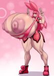  ber00 breast_expansion bunny_ears gigantic_ass gigantic_breasts hourglass_figure inflation melona pink_eyes pink_hair queen&#039;s_blade slime_girl smirk 