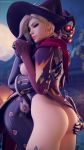 2_girls 3d 3d_(artwork) ass ass_grab big_breasts blizzard_entertainment blonde_hair breasts cosplay daintydjinn female_only hat hugging mercy_(overwatch) multiple_girls nipples overwatch sideboob standing topless topless_female widowmaker_(overwatch) witch_hat witch_mercy_(overwatch) yuri