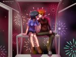 1boy 1girl anime blue_hair brown_hair commission digital_media_(artwork) ferris_wheel fireworks fuyu girlfriend human kissing male mikoto_urabe mysterious_girlfriend_x nazo_no_kanojo_x oc original_character patreon photoshop saliva shadow2007x short_hair urabe_mikoto valentine's_day