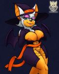  1girl absurd_res anthro areola armwear bat bat_ears bat_wings batartcave bedroom_eyes big_breasts breasts chiropteran clothed clothing elbow_gloves eyeshadow furry genitals gloves handwear hat headgear headwear high_res mammal membrane_(anatomy) membranous_wings narrowed_eyes nipples pussy rouge_the_bat seductive sega skimpy sonic_the_hedgehog_(series) sr tan_skin teal_eyes text url white_hair wings witch_hat 