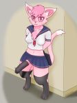 1girl anthro big_penis blush breasts cat clothed clothing cock_sock dickgirl exhibitionism fangs feline fur furry high_res intersex invalid_tag looking_at_viewer mammal nomnom penis pink_fur precum presenting school_uniform sex_toy skirt uniform vibrator whiskers