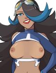  1girl 1girl areola breasts dark-skinned_female dark_skin female_focus female_only mleelunsford nintendo pokemon pokemon_oras shelly_(pokemon) shelly_(pokemon_oras) team_aqua 