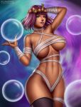 1girl 1girl abs big_breasts big_breasts breasts cleavage dark-skinned_female dark_skin female_only flowerxl looking_at_viewer menat street_fighter