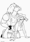  1boy 1girl all_fours ambiguous_penetration anthro anthro/human anthro_on_human anthro_penetrating anthro_penetrating_female anthro_penetrating_human bit_gag bravestarr_(series) closed_eyes doggy_position endured_face equine extro female female_human female_human/male_anthro filmation from_behind human interspecies judge_j.b._mcbride judge_jb_mcbride male/female male_anthro male_anthro_horse monochrome on_all_fours sex sweat taken_from_behind thirty-thirty 