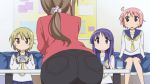 4girls anime arm_support big_ass blush from_behind gif hinata_yukari ichii_yui jeans jiggle looking_at_another matsumoto_yoriko nonohara_yuzuko ponytail scrunchie sitting smile wide_hips yuyushiki