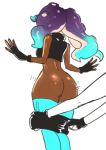 2_girls ass bottomless bubble_butt dark_skin embarrassed embarrassing female_only fingerless_gloves funny gloves inkling marina_(splatoon) multiple_girls nintendo no_panties octoling off_the_hook pants_down pantsing pearl_(splatoon) prank shiny shiny_skin splatoon stockings surprise