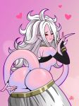 android_21 ass ass_crack black_sclera dragon_ball_fighterz dragon_ball_z huge_ass majin majin_android_21 monster_girl pants_down pink_skin pointy_ears red_eyes tail