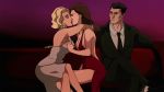 batman batman_(series) breast_grab breasts cleavage clothed dc_comics dress elmrtev female/female kissing samantha_vanaver suit talia_al_ghul watching yuri